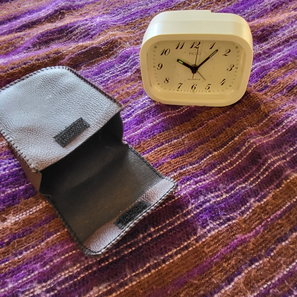 White Analog Alarm Clock with Black Case